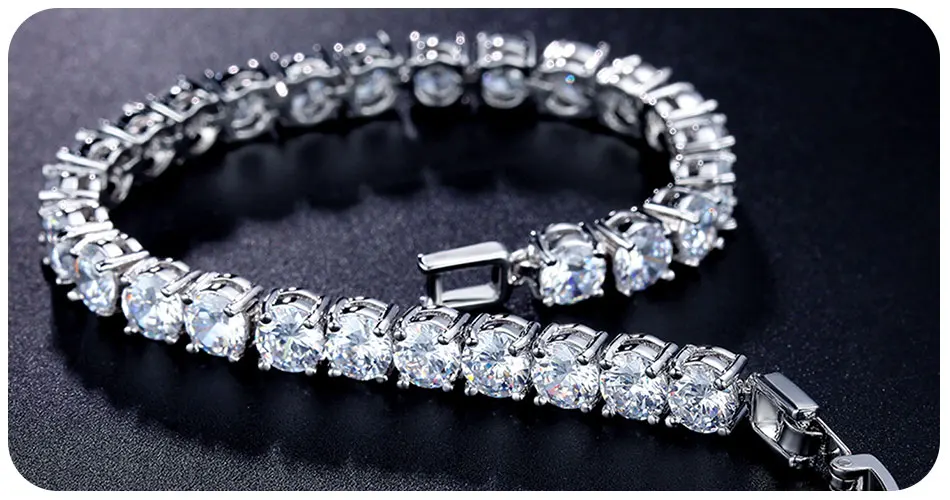UMODE 0.5ct круглые прозрачные теннисные браслеты с кубическим цирконием для женщин и мужчин, Свадебные Роскошные ювелирные аксессуары для пар UB0021