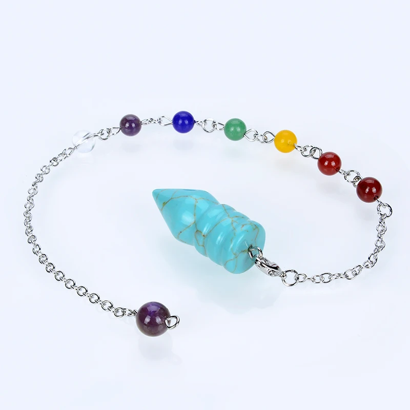 Reiki 7 Чакры исцеляющий натуральный камень маятник для Wicca радиестезия Dowsing цепь