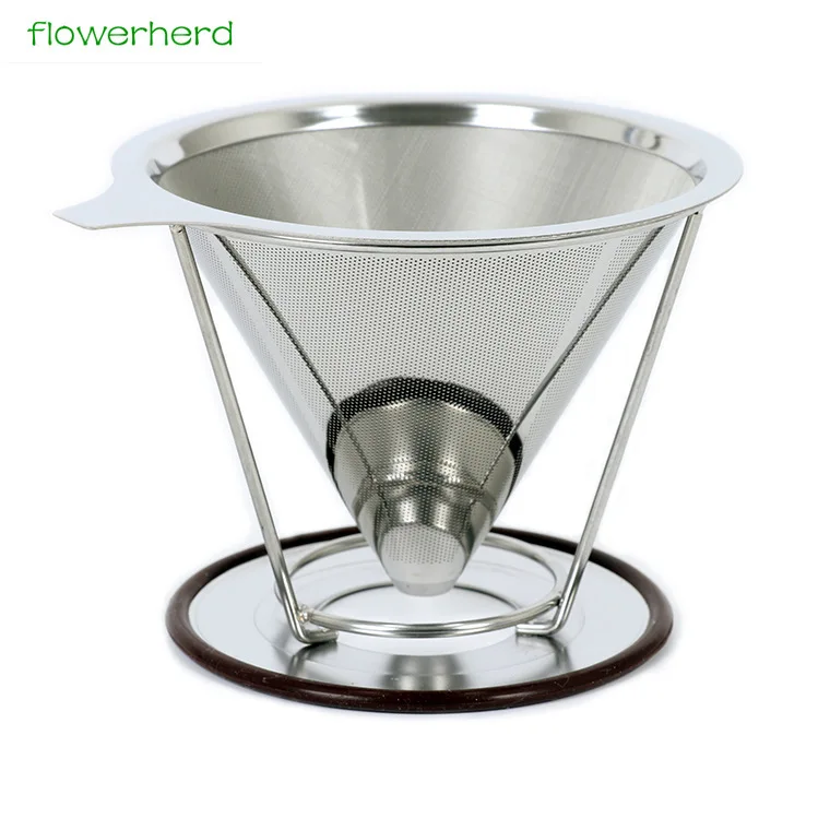Многоразовые Нержавеющая сталь Кофе фильтр металлическая сетка и залить