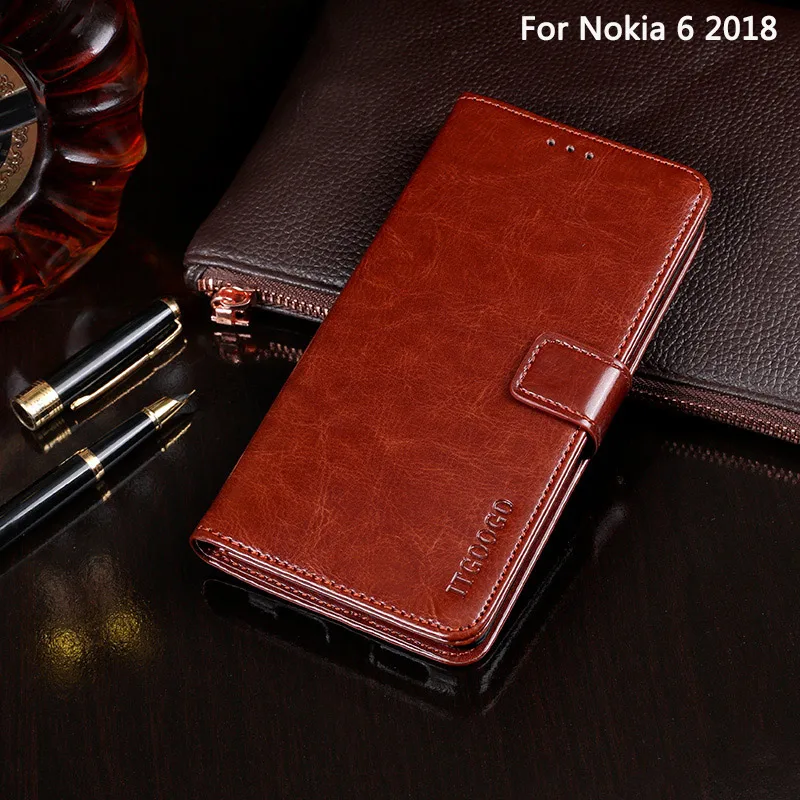 Для Nokia 6 2018 чехол Высокое качество Флип кожаный для крышка Капа телефона Fundas
