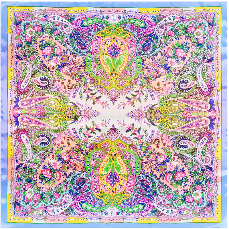 2017 Новый саржевый Шелковый квадратный шарф женские роскошные богемные шарфы с