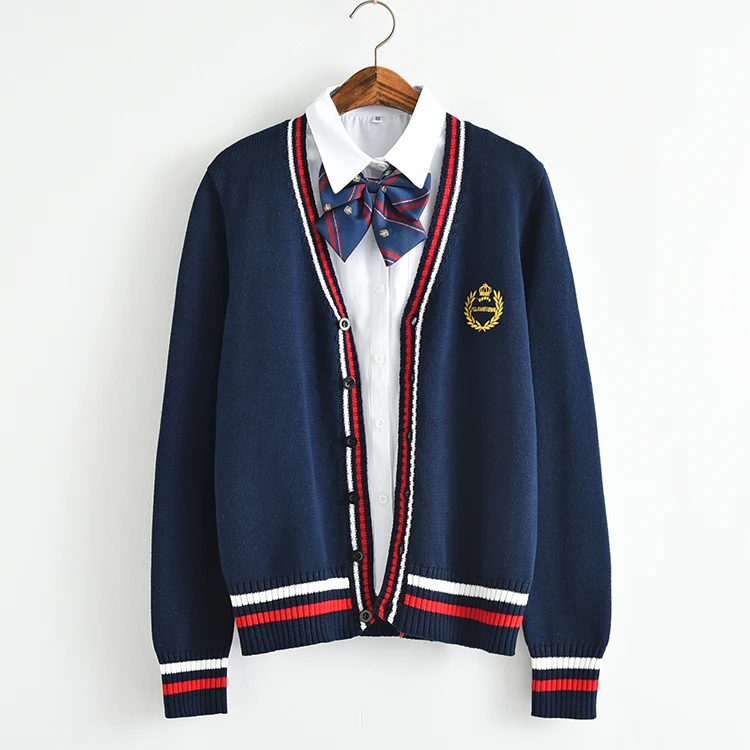 Кардиган женский в японском стиле однобортный с V-образным вырезом школьная