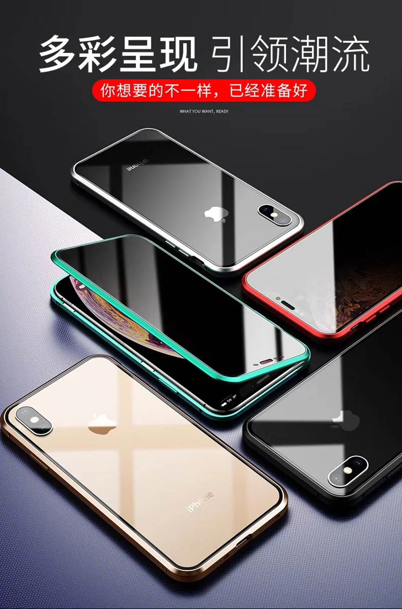 Двусторонний чехол из закаленного стекла для iPhone 11 Pro X XR XS MAX, чехол с магнитным металлическим бампером для iPhone 7 8 Plus, чехол для телефона