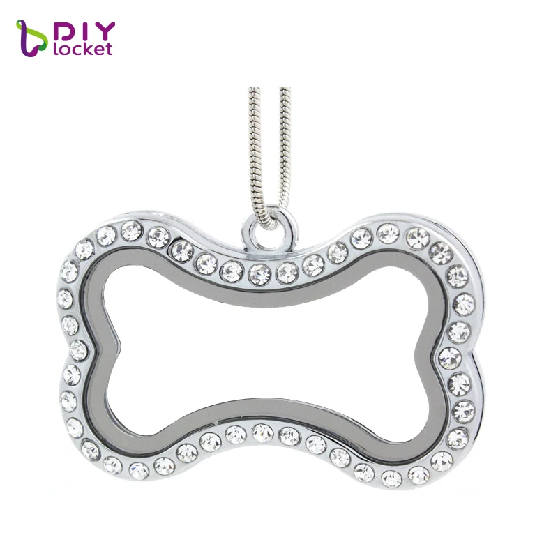 Diylocket dog bone плавающая медальон ожерелье с цепочкой магнитное стекло подвеска