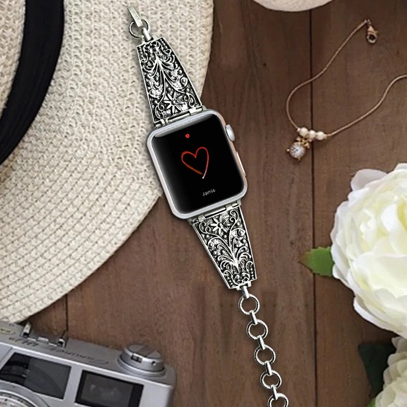 Ремешок для Apple Watch Series 5 4 40/44 мм браслет с алмазной резьбой дизайнерский Браслет