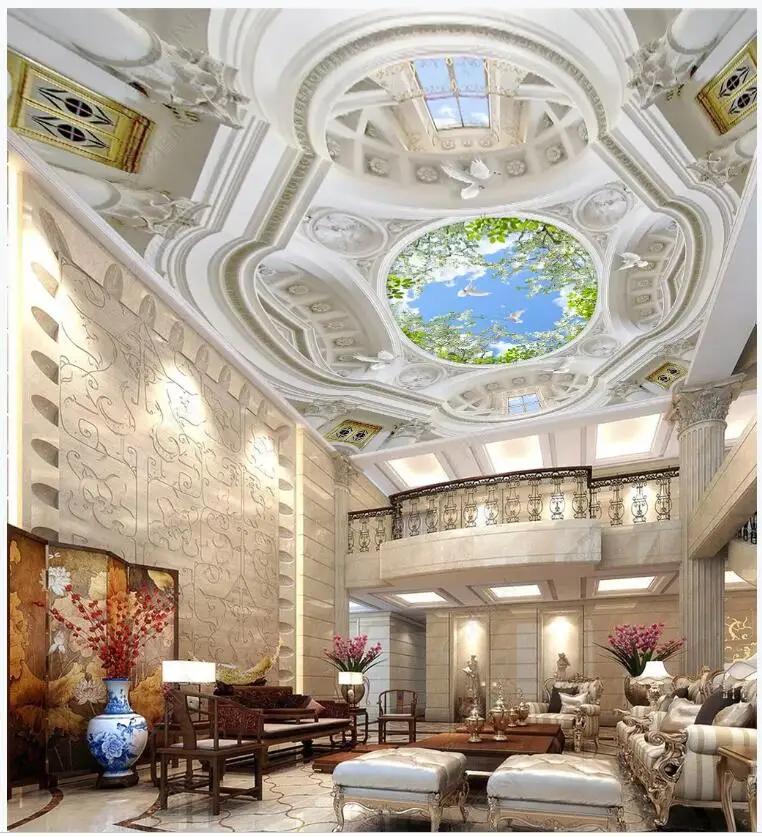 

WDBH custom photo 3d ceiling mural wallpaper Large high-end Roman European sky home decor living room wallpaper for walls 3 d