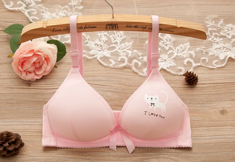 only bra Удобный спортивный комплект с бюстгальтером для девочек-подростков; комплект нижнего белья для детей; хлопковый бюстгальтер с принтом для девочек - Цвет: only bra