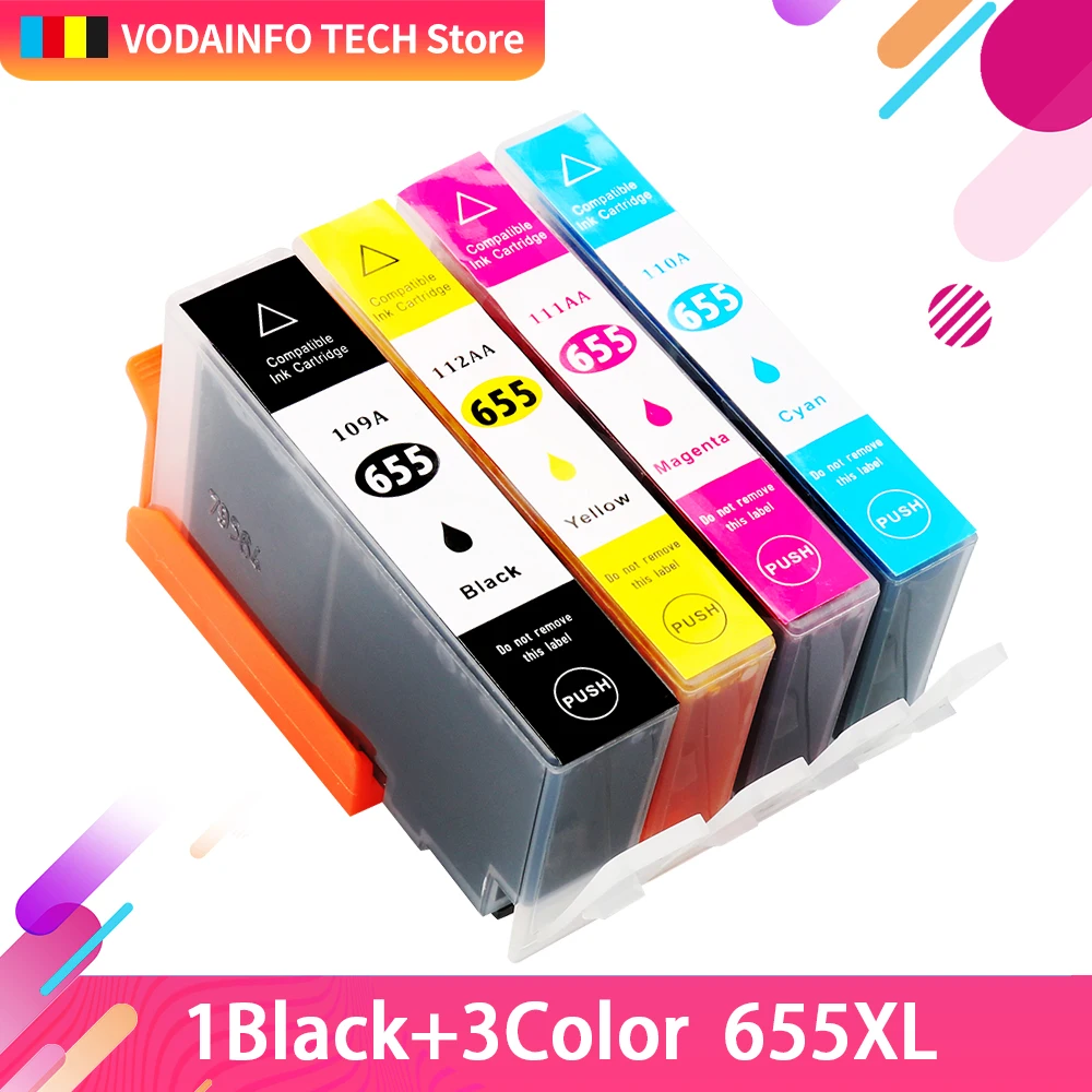 Картридж с чернилами для HP 655 hp Deskjet 3525 4615 4625 5525 6520 6525 6625 4 шт.|ink cartridge|compatible ink cartridgeink