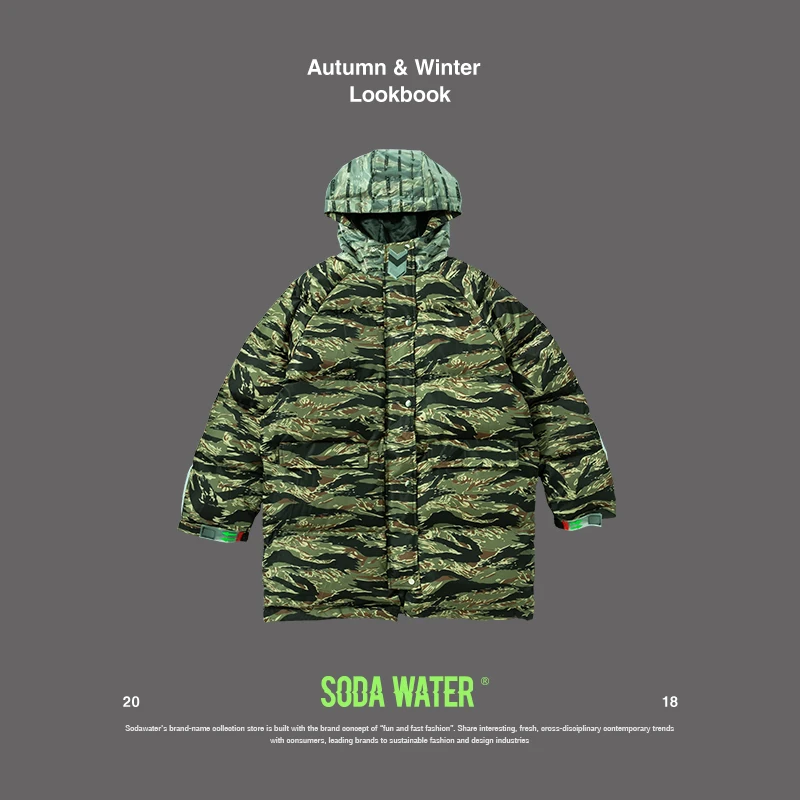 SODA WATER 2018 теплая верхняя одежда зимняя куртка Мужская ветрозащитная с капюшоном