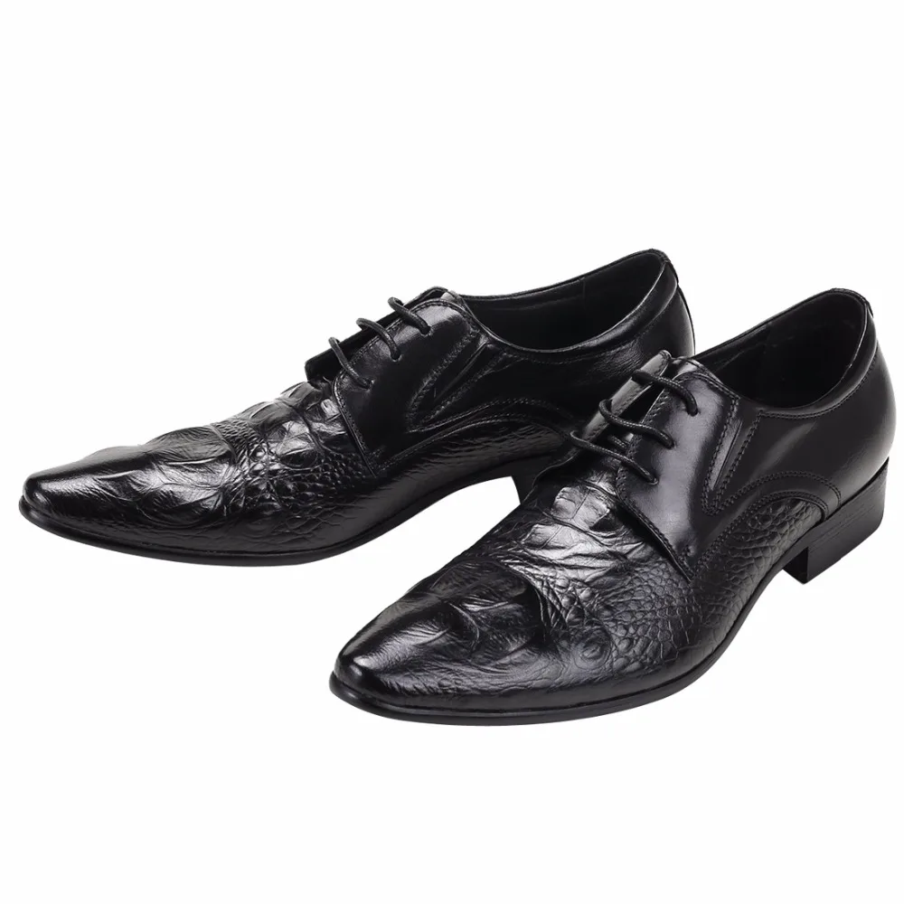 Мужские модельные туфли из натуральной кожи с узором Крокодила Модные