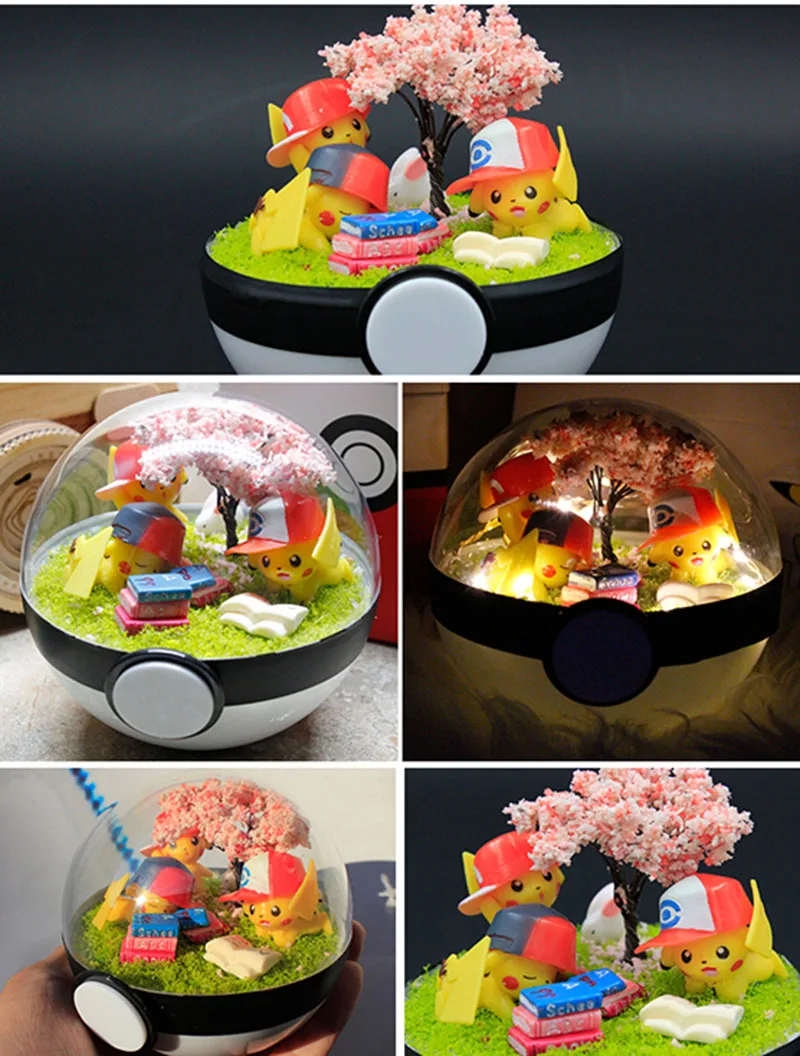 Pokebolas Pokeball Карманный Монстр внутри DIY светодиодный подарок на год для детей мини жемчуг Пикачу фигурка модель игрушки