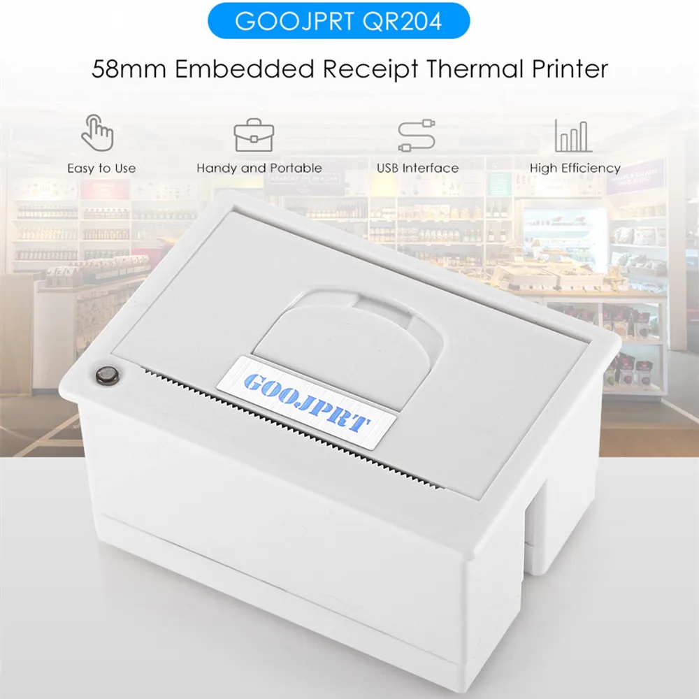 GOOJPRT QR204 58 мм супер мини встроенный чековый Термальность принтер RS232/ttl USB Панель