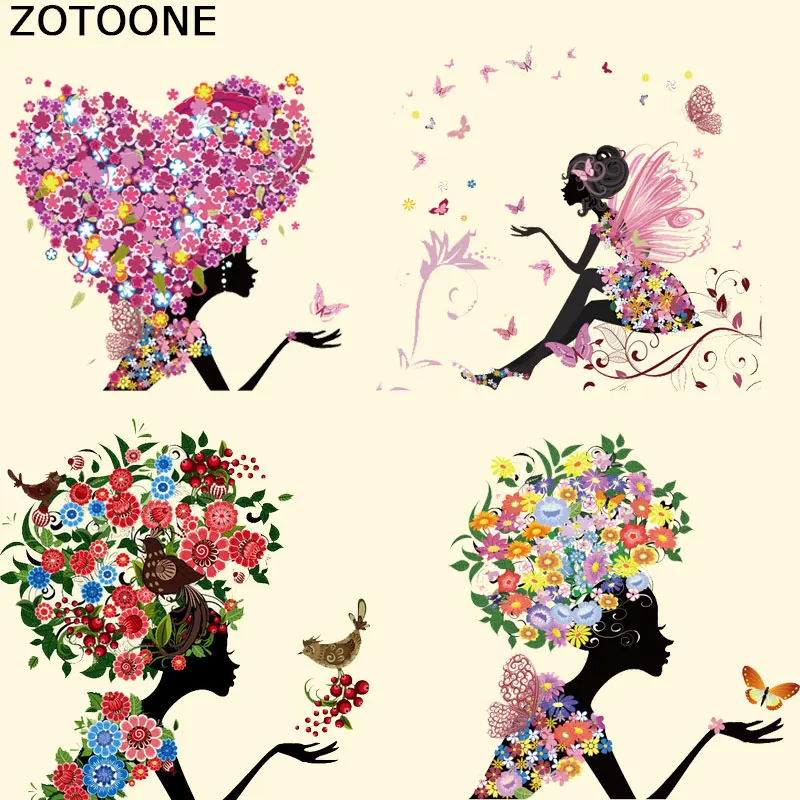 Нашивки ZOTOONE наклейки с утюгом цветочный принт для девочек украшение футболки