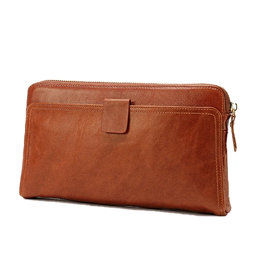 9041B2Brown Классический кошелек мужской кошелек из натуральной кожи мужской длинный клатч для денег сумка держатель карты Кошелек для монет и телефона молния большие мужские бумажники 9041 - Цвет: 9041B2Brown