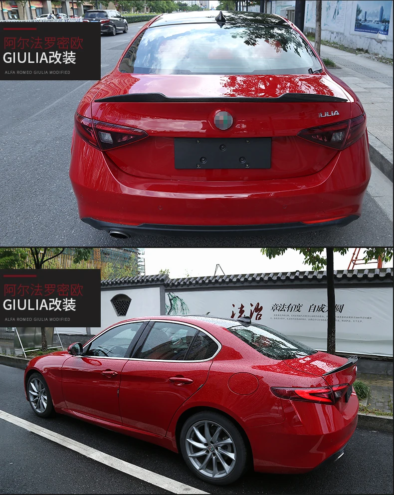Для Alfa Romeo Giulia спойлер из углеродного волокна задний спойлер багажника черный отделка Quadrifoglio Verde QV стиль-UP
