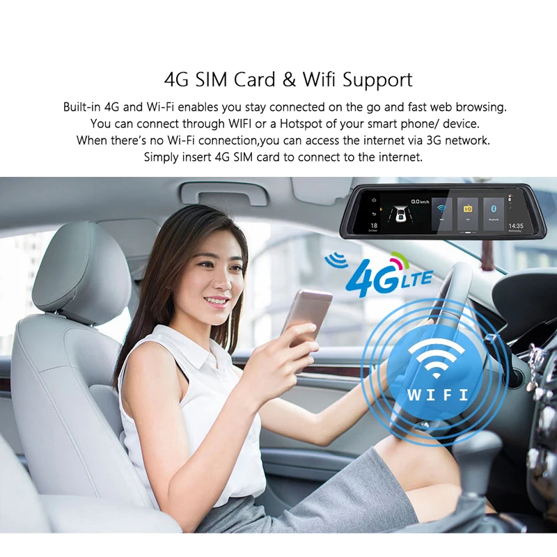 10 дюймов видеорегистратор для автомобиля Full Touch ips 4G Android зеркало gps FHD 1080P Автомобильная камера зеркало заднего вида камера ADAS BT wifi