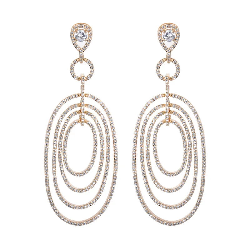 Женские серьги с фианитом GLE5292 круглые серебряным покрытием | Украшения и