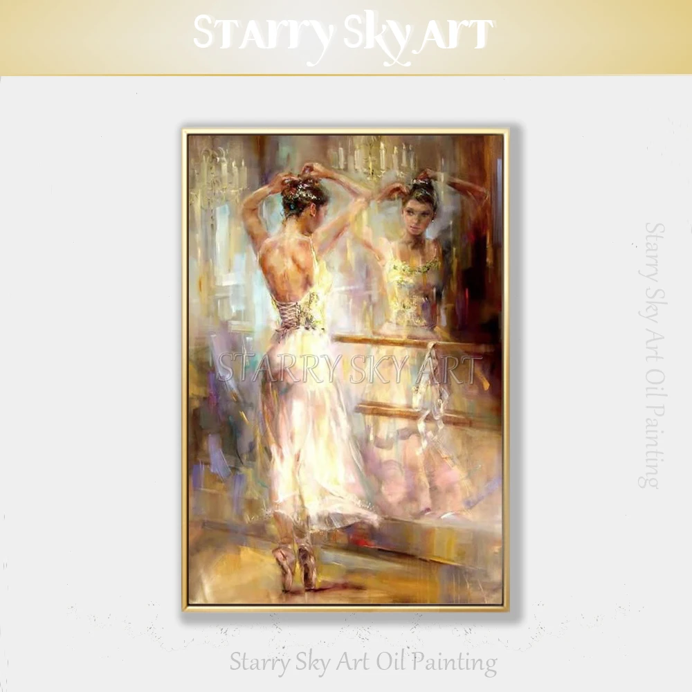 

High Quality Wall Art Impressionist Ballet Dancer Oil Painting on Canvas Beautiful Ballerina Oil Painting for Wall Decoration