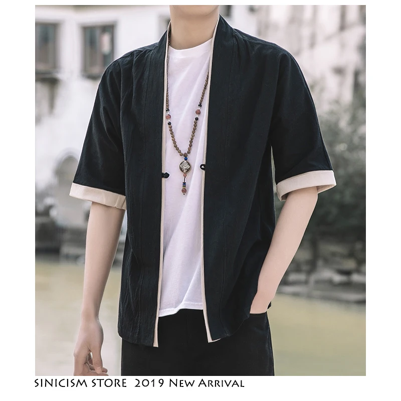 Sinicism Store 2020 Мужской Хлопковый льняной Тренч уличная Мужская винтажная