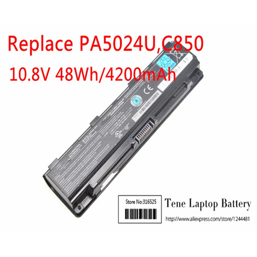 Оригинальный аккумулятор PA5024U PA5023U для Toshiba Satellite C800 C805 C845 C850 C855 C870 C875 L800 L805 L830