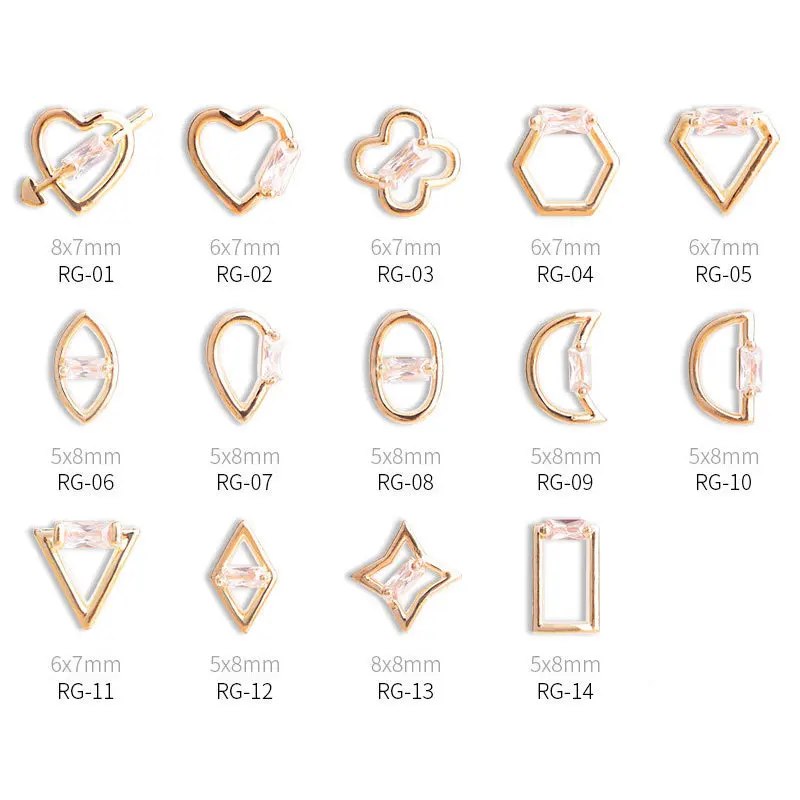 10 шт. японские украшения для дизайна ногтей полые из сплава топовые блестящие