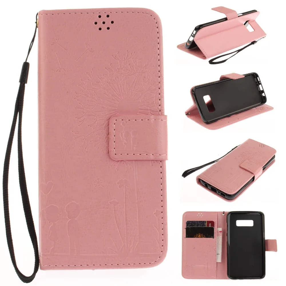 Роскошный чехол кошелек из искусственной кожи с тиснением Одуванчик для Samsung Galaxy