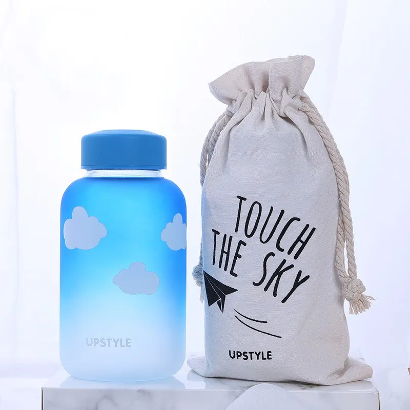 Frost Morning 600ml Креативная стеклянная бутылка для воды с полярным медведем пингвином милые животные бутылки для льда мультяшная Спортивная бутылка для кемпинга посуда для напитков Прямая поставка - Цвет: Frost Morning 600ml
