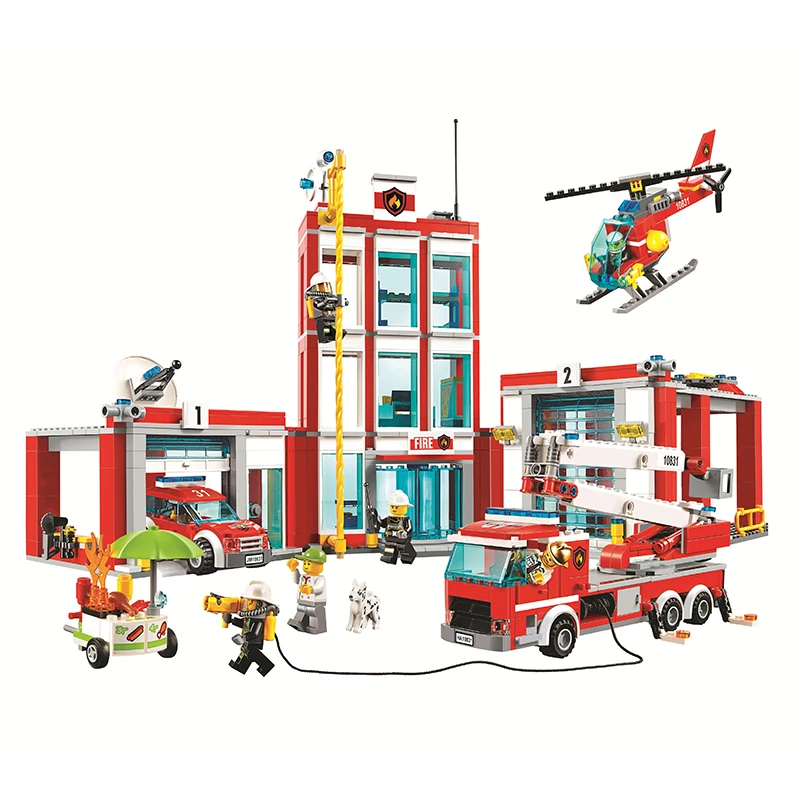 Bela City пожарная станция 958 шт. Совместимость с Legoe 60110 городские строительные блоки