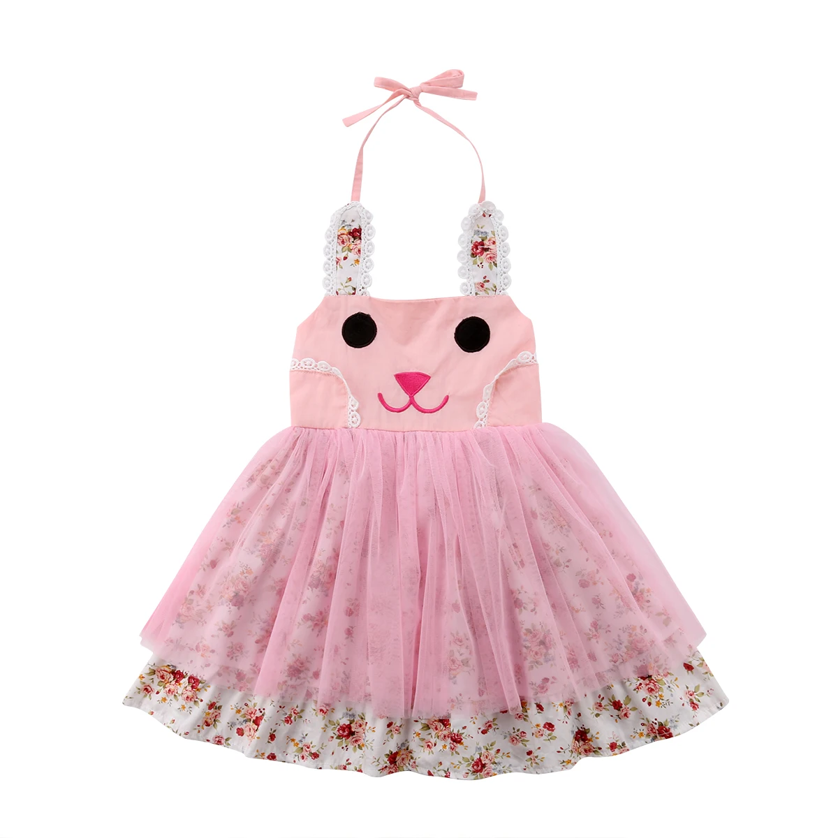 2018 Summer Newborn Kids Baby Girls 3D Ears Bunny Flower Tulle Dress Sundress Size 2-6T | Детская одежда и обувь