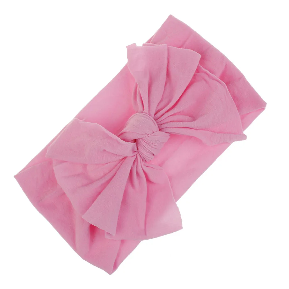 Dark Pink Новые нейлоновые повязки для волос, 21 цвет, детские мягкие повязки на голову с большим бантом, топ с узлом, эластичная повязка на волосы "тюрбан", аксессуары на голову для маленьких девочек - Цвет: Dark Pink