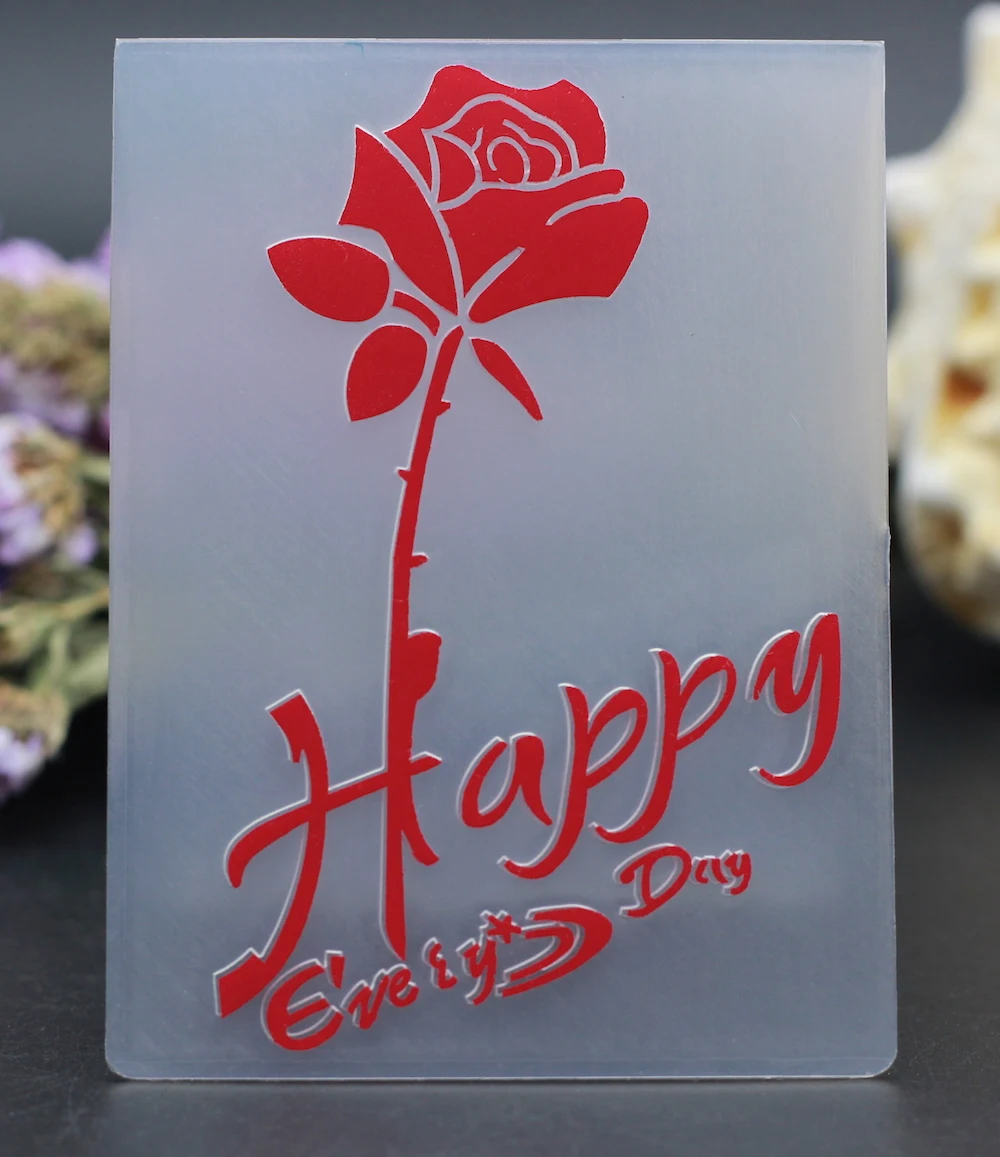 Пластиковая папка для тиснения роза цветок счастливый каждый день прозрачный DIY