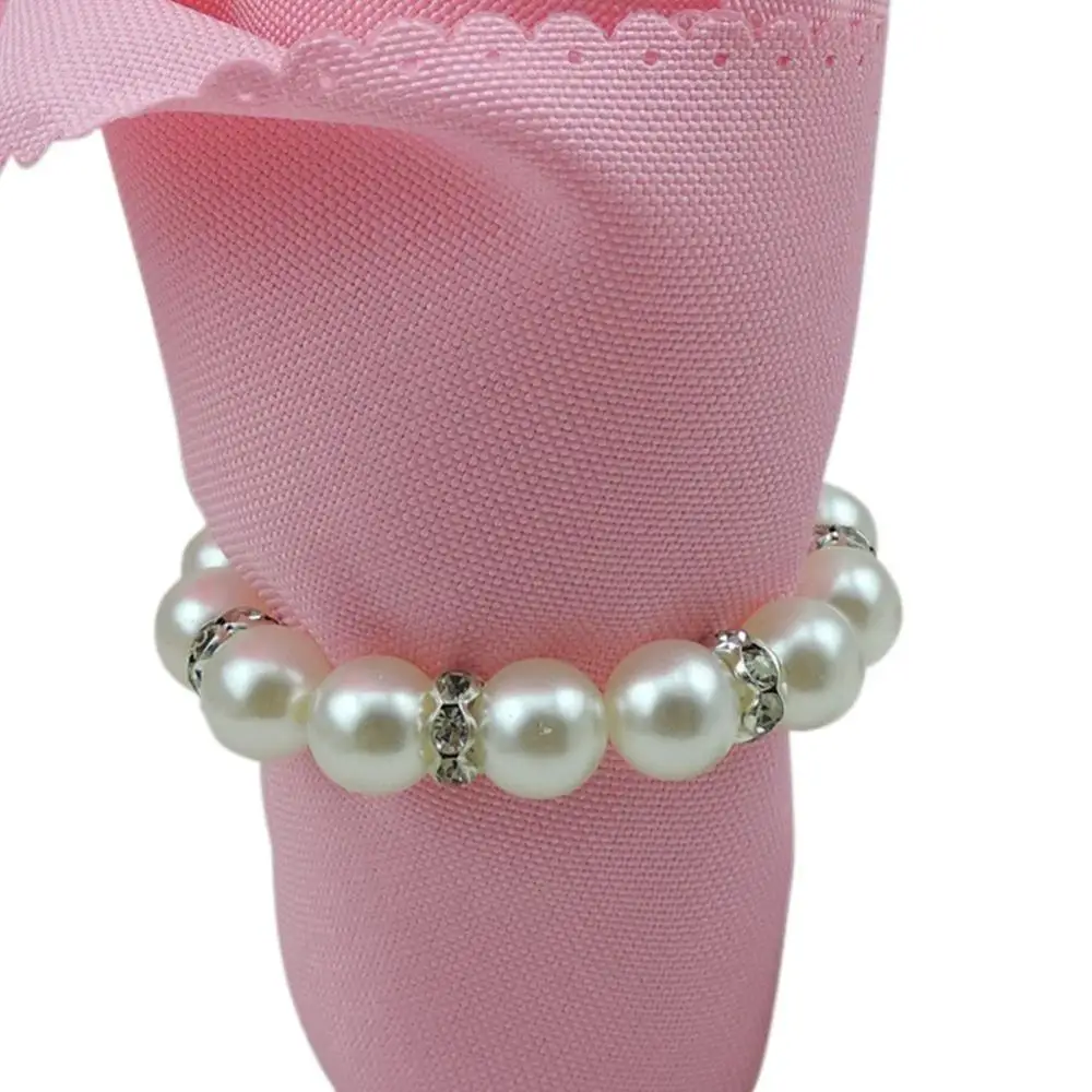 6 Rhinestones Tangpan 10 шт. имитация перламутровая салфетка кольца с эластичным для свадьбы отеля с бриллиантом мягкое украшение для салфеток Кольца держатель - Цвет: 6 Rhinestones