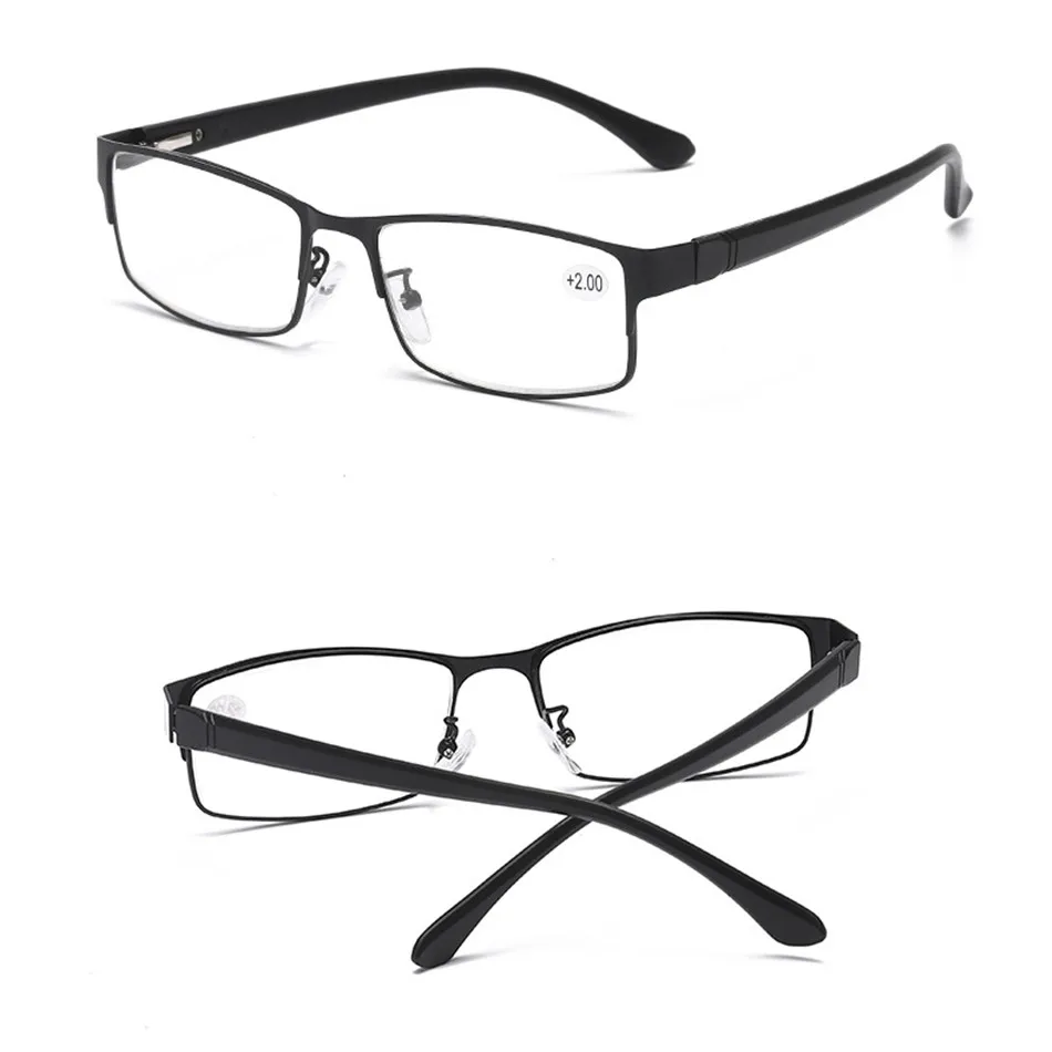 Ahora New TR90 Men Business Reading Glasses Metal Frame Square Reading Presbyopia Eyeglasses With Diopter+1.0 1.5 2.0 2.5 3.0 4