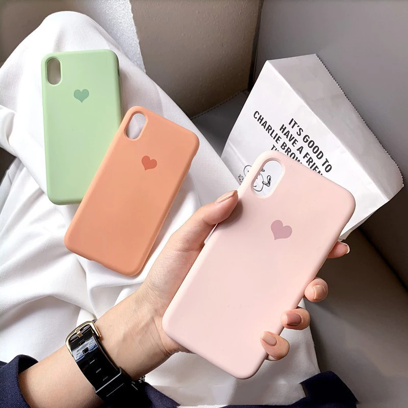 Чехол для телефона XS Max с милым сердечком iPhone XR жидкий силиконовый мягкий чехол xs x