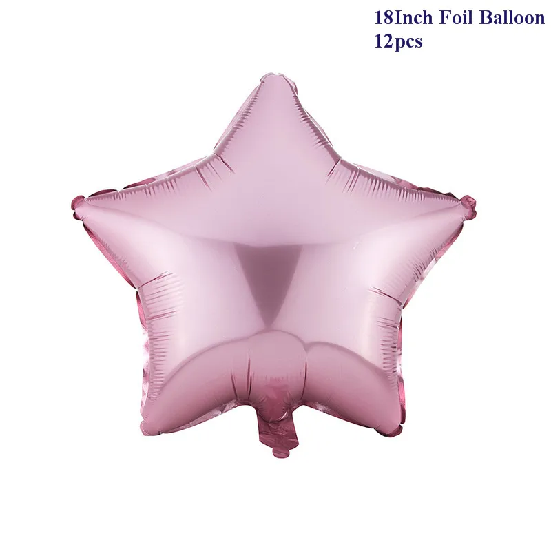 18inch Pink 12 шт., 18 дюймов, розовые, белые, серебристые воздушные шары со звездами, фольгированные воздушные шары для дня рождения, свадьбы, вечеринки, принадлежности для девочек, 1-е вечерние украшения - Цвет: 18inch Pink