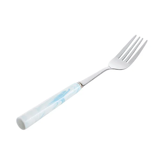 Blue-Fork TUUTH 1 шт. столовые приборы из нержавеющей стали керамическая ручка вилка ложка посуда стейк столовые приборы Западная Посуда Вилка Настольные принадлежности - Цвет: Blue-Fork