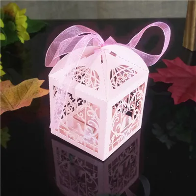 pink 50 шт. в форме птицы полые рамки Конфеты Подарочная коробка Романтическая свадьба как для украшения детского душа вечерние украшения 5ZT02 - Цвет: pink