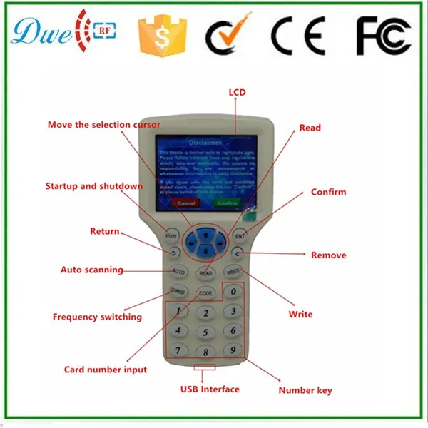 DWE CC RF ID IC Multi-function ID/IC Smart Card cloner card copier for 125khz and 13.56mhz | Безопасность и защита