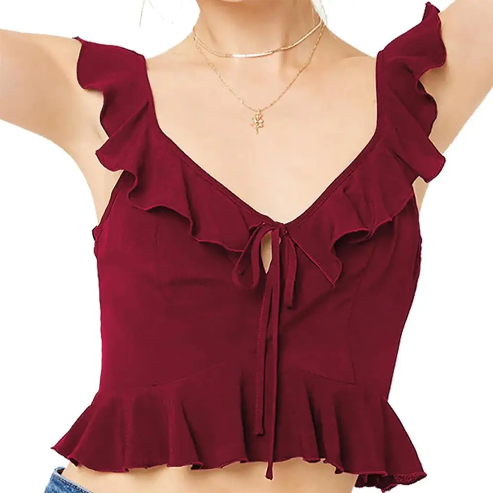 V образным вырезом элегантный Ruched бретели Slim Фитнес Топы Для женщин дамы рукавов