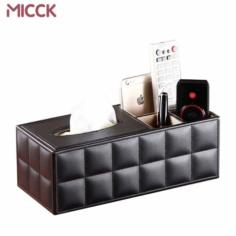 MICCK коробка для салфеток из искусственной кожи, многофункциональная салфетка, держатель для телефона с дистанционным управлением, деревянная коробка для хранения, настольный органайзер, контейнер