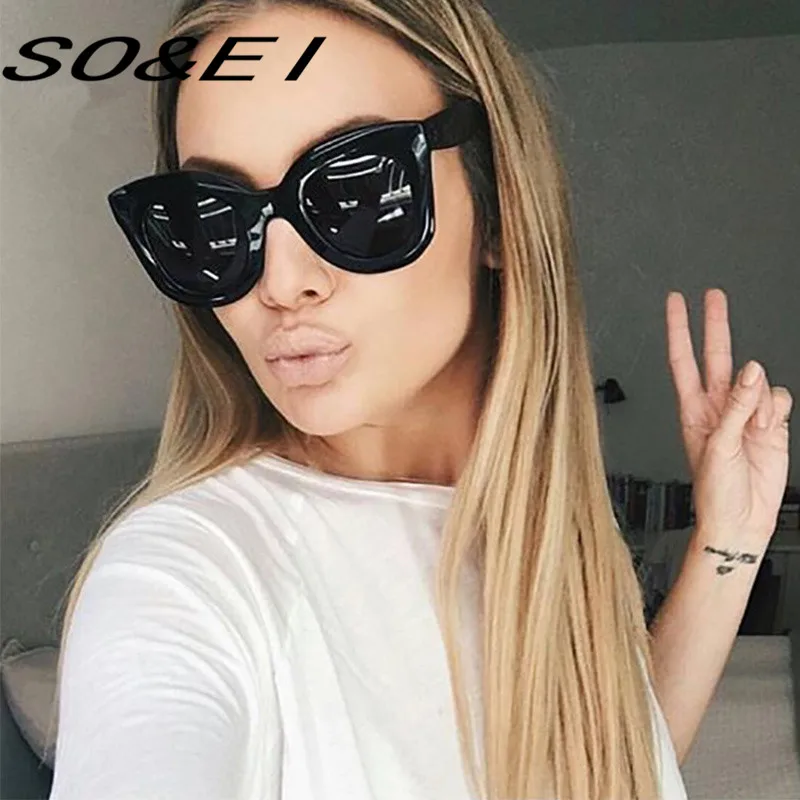 SOEI Металлическая петля классический Для женщин Cateye Солнцезащитные очки Мода