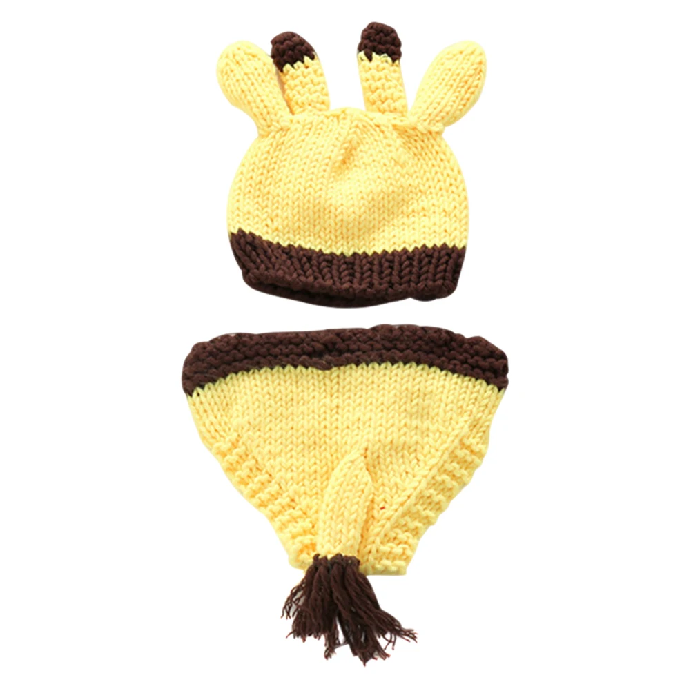 

2020 New 2 Pcs/Set Newborn Baby Crochet Knit Bee Photography Outfits with Hat Pant