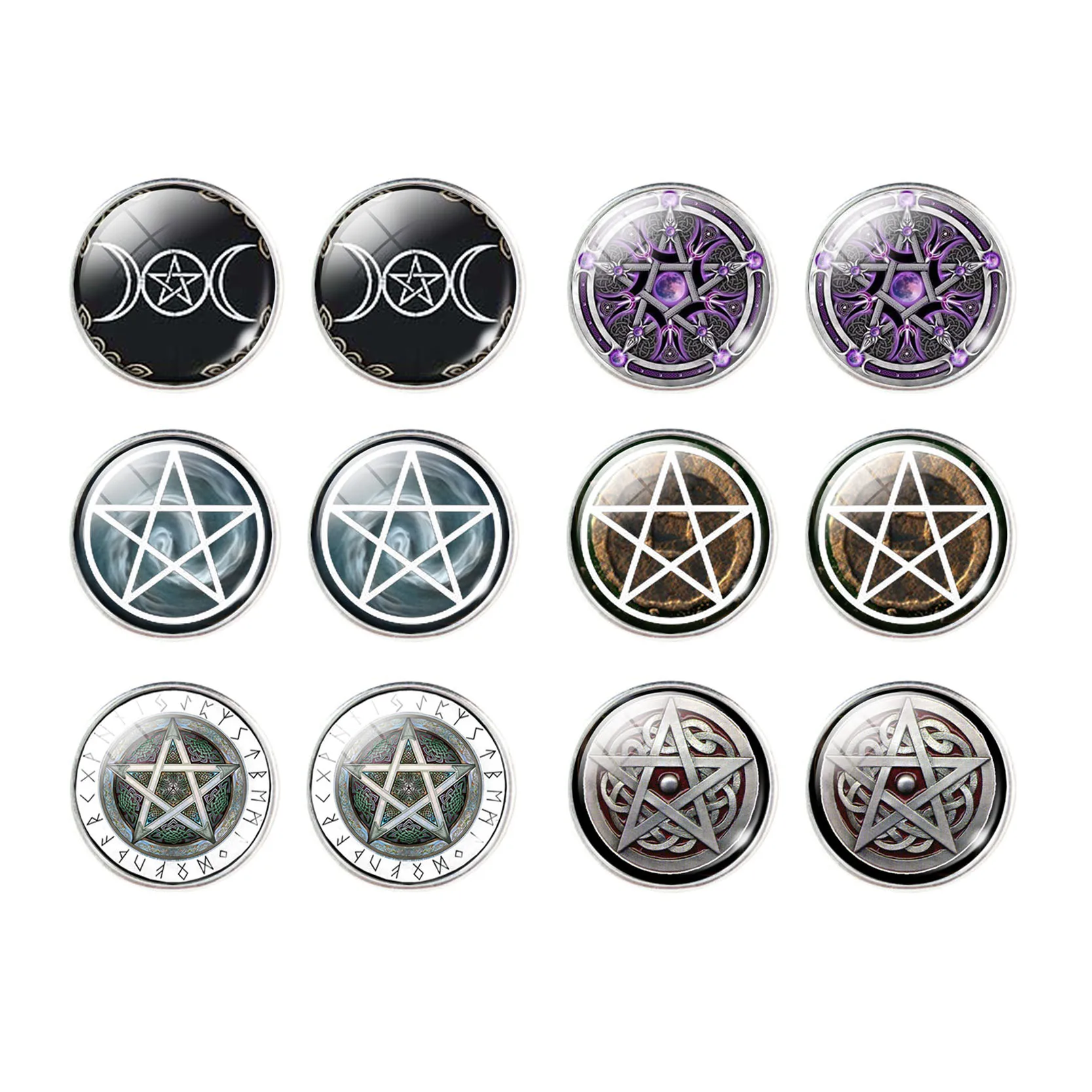 Серьги гвоздики Wiccan Magic Wicca в виде пятиконечной звезды Затемненные серьги