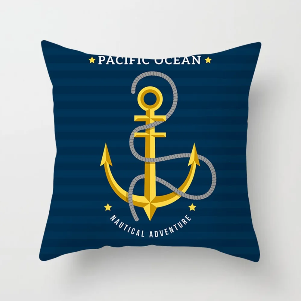 Sailing Cushion Cover Cotton Polyester Anchor Printed Throw Pillow Home Decor Chair case for Sofa Decorative | Дом и сад