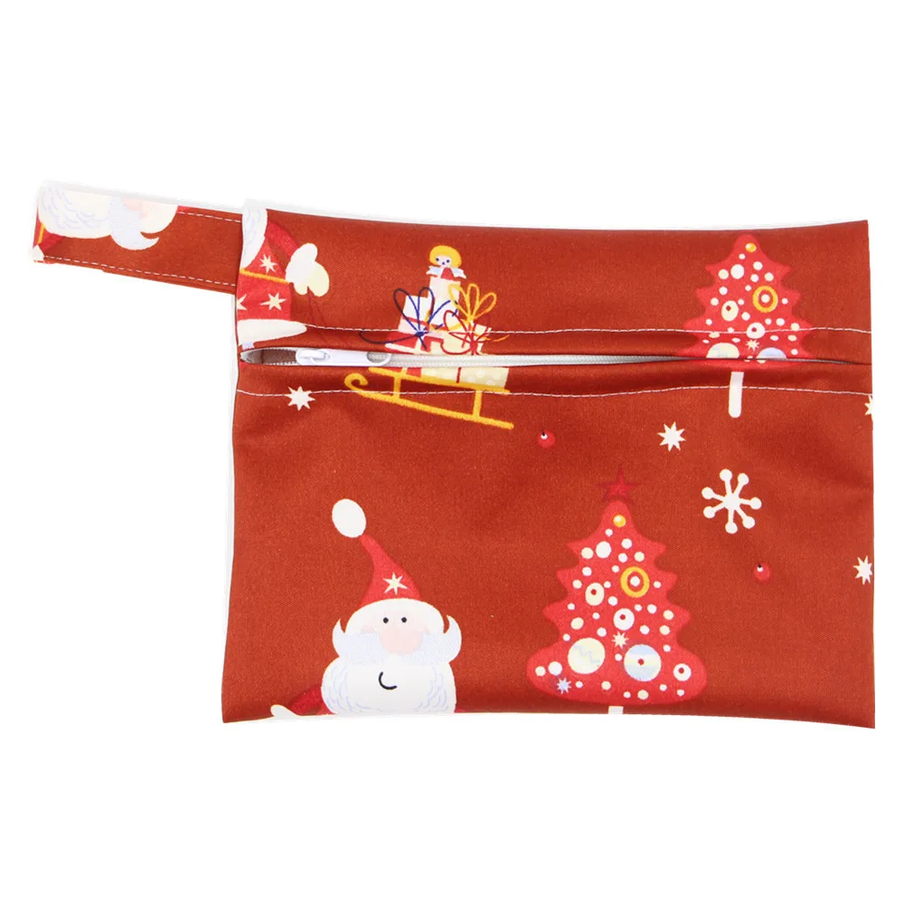 6pcs Portable Waterproof PUL Wet Bag for Menstrual Pads Cloth Sanitary Pads Bag with Snap Handle Printed Bag