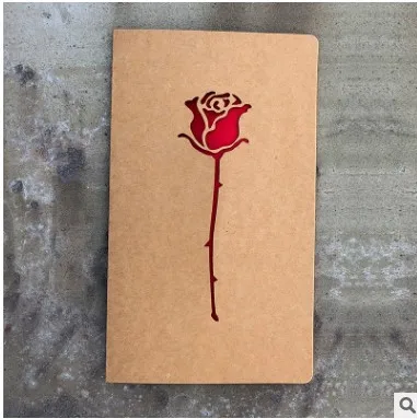 Rose 1 шт Любовь поздравительная открытка креативная ретро крафт-бумага Лазерная поздравительная открытка День благодарения открытка спасибо - Цвет: Rose