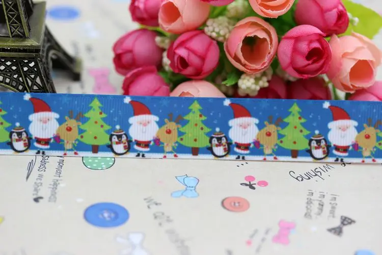 DHK 7/8'' 5yards christmas printed grosgrain ribbon hair bow diy party decoration OEM Wholesale 22mm C892 | Дом и сад