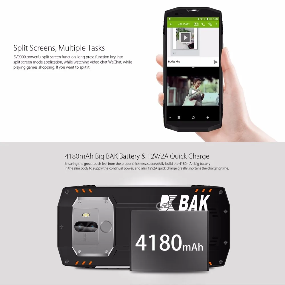 Blackview BV9000 5 7 &quotHD IP68 Водонепроницаемый телефон MTK6757CD Восьмиядерный Android 1 4 Гб ОЗУ 64