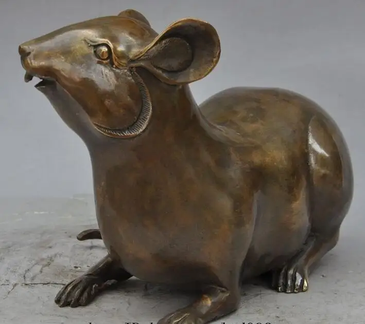 Китайский Бронзовый феншуй Зодиак животное Мышь Крыса мыши статуя счастливая