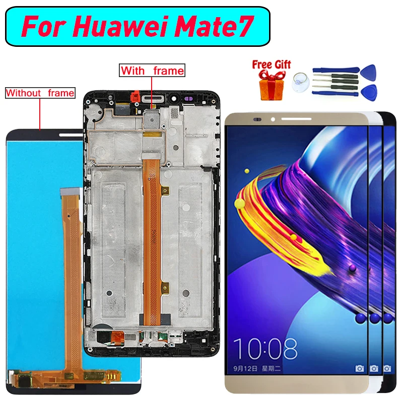 ЖК дисплей для HUAWEI Mate 7 дигитайзер сенсорного экрана в сборе с рамкой сменный